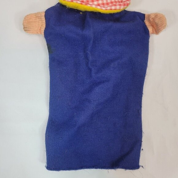 Vintage Pinocchio Puppet Hand Painted Wooden Face Yellow Hair Fabric Body - Picture 3 of 10